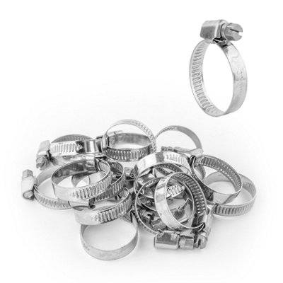 Kct Universal Hose Clips20 Pack 20-32mm 304 Stainless Steel Adjustable Metal Clamps For Air/fuel/water/plumbing/bath Pipes from B&Q