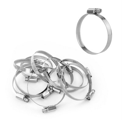 Kct Universal Hose Clips10 Pack 50-70mm 304 Stainless Steel Adjustable Metal Clamps For Air/fuel/water/plumbing/bath Pipes from B&Q