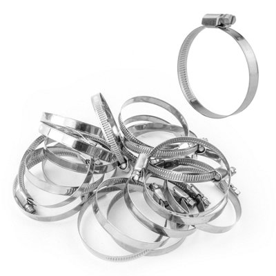 Kct Universal Hose Clips20 Pack 50-70mm 304 Stainless Steel Adjustable Metal Clamps For Air/fuel/water/plumbing/bath Pipes from B&Q