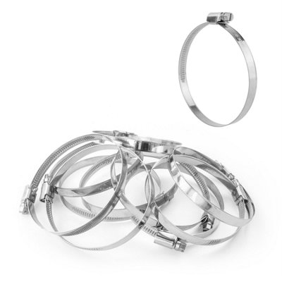 Kct Universal Hose Clips10 Pack 70-90mm 304 Stainless Steel Adjustable Metal Clamps For Air/fuel/water/plumbing/bath Pipes from B&Q