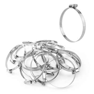 Kct Universal Hose Clips20 Pack 70-90mm 304 Stainless Steel Adjustable Metal Clamps For Air/fuel/water/plumbing/bath Pipes from B&Q