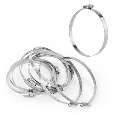 Kct Universal Hose Clips10 Pack 90-120mm 304 Stainless Steel Adjustable Metal Clamps For Air/fuel/water/plumbing/bath Pipes from B&Q