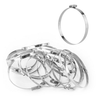 Kct Universal Hose Clips20 Pack 90-120mm 304 Stainless Steel Adjustable Metal Clamps For Air/fuel/water/plumbing/bath Pipes from B&Q