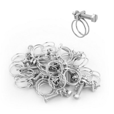 B&Q -  Universal Adjustable Double Wire Hose Clips 19-22mm Metal Screw Clamps For Fuel/plumbing PipePack Of 20
