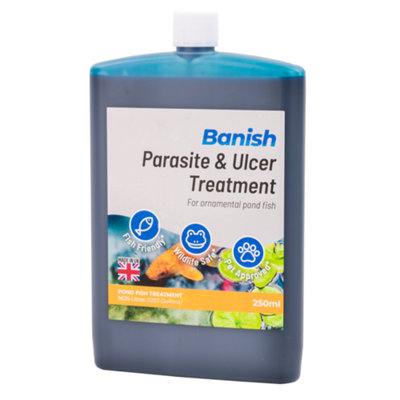 B&Q -  Banish Parasite Ulcer & Whitespot Pond Fish Treatment 250Ml Medicine For Koi Water Disease Remover