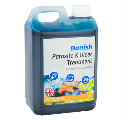 B&Q -  Banish Parasite Ulcer & Whitespot Pond Fish Treatment 2.5L Medicine For Koi Water Disease Remover