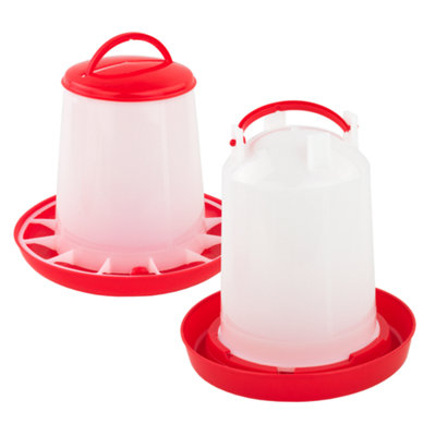 B&Q -  Chicken Feeder & Drinker Set 3Kg/3L Bird Trough Feed Water Dispenser