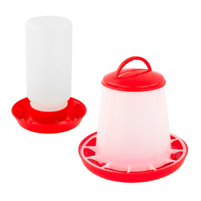 Kct Chicken Feeder & Drinker Set 1Kg/1L Poultry Trough Feeding Bowl Waterer from B&Q