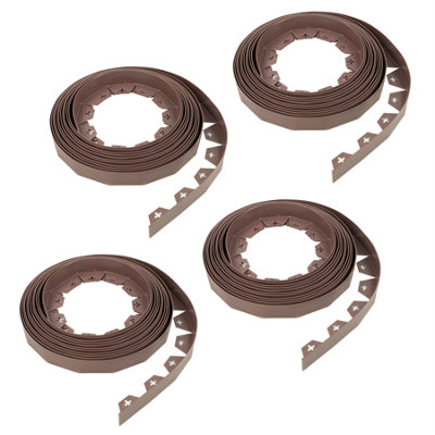 Kct Brown Metre Flexible Plastic Lawn Edging Grass Border With Pegs Garden Edger Heavy Duty Flower Bed 40M