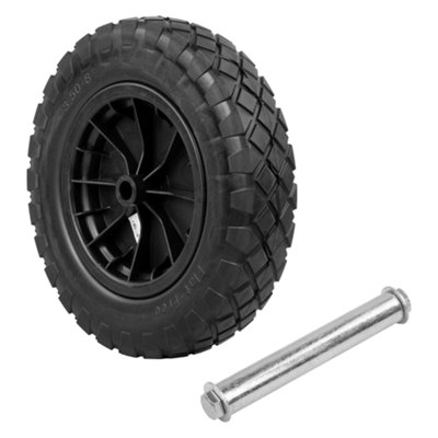 Kct Puncture-Proof 14 Inch Wheelbarrow Wheel, Tyre & 128X20mm Axle Kit Replacement Set