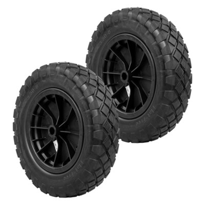 Kct 2 Pack 14" (3.50 - 8) Puncture Proof / Solid Heavy Duty Pu Wheelbarrow Wheel & Tyre