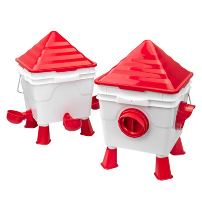 Kct Automatic 10Kg Raised Chicken Feeder Drinker Set Outdoor Auto Poultry Hen Waterer from B&Q