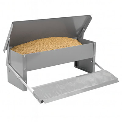 Kct Automatic Chicken Feeder Self Opening Auto Feeding Grey Steel Trough Poultry Treadle 5Kg from B&Q