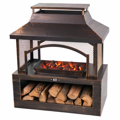 Kct Outdoor Fireplace Weatherproof Garden Patio Fire Pit Chiminea Heater With Bowl Poker Log Store Steel Portable Wood Burner from B&Q
