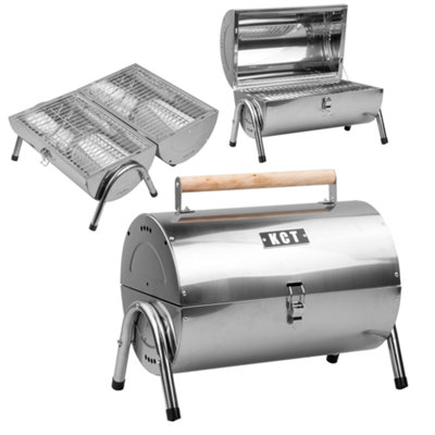 Kct Portable Bbq Stainless Steel Barrel Barbeque Charcoal Table Top Barbecue For Travel Camping Picnic Beach Festival Trip Grill from B&Q