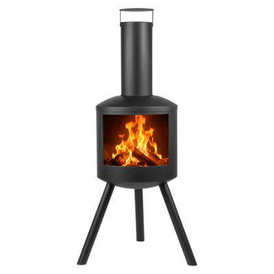 B&Q -  Urban Chiminea Steel Garden Tripod Heater Fireplace Patio Wood Log Burner Outdoor Stove Fire Pit Bowl
