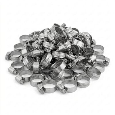 Kct Universal Hose Clips50 Bulk Trade Pack 16-25mm 304 Stainless Steel Metal Clamps For Air/fuel/water/plumbing/bath Pipes from B&Q