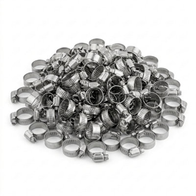 Kct Universal Hose Clips100 Bulk Trade Pack 16-25mm 304 Stainless Steel Metal Clamps For Air/fuel/water/plumbing/bath Pipes from B&Q