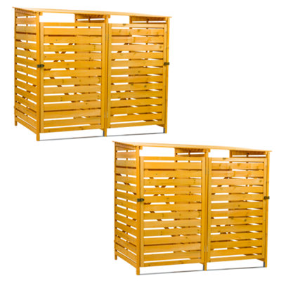 Kct 2 Pack Double Wheelie Bin Storage (4 X 240L) Store Shed For Recycling Rubbish Dustbin Outdoor Garden Hideaway Tidy Box Cabinet from B&Q