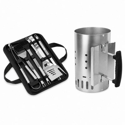 Kct 10 Pcs Bbq Tool Kit Charcoal Chimney Starter Grill Utensils And Accessories Set Barbecue Lighting Outdoor Cooking Starter Pack from B&Q