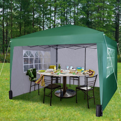 B&Q -  Gazebo 3X3 Pop Up Garden Party Tent 3M X 3M Marquee Canopy With Sides Green