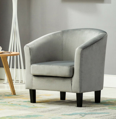 B&Q -  Velvet Fabric Tub Chair Armchair Club Chair Dark Grey By Mcc