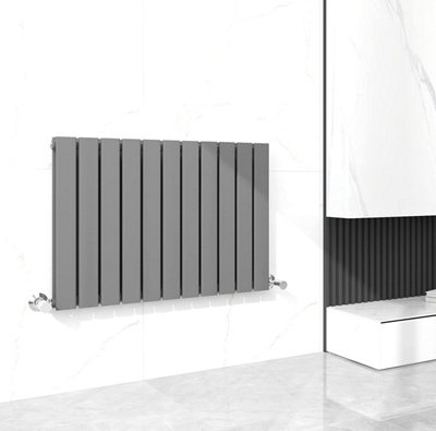 B&Q -  Radiator Double Panel (H)600mm Flat Panel Vertical Column Radiator Anthracite