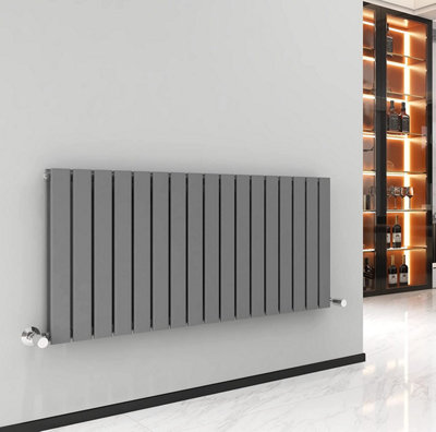 B&Q -  Radiator Double Panel (H)600mm Flat Panel Vertical Column Radiator Anthracite