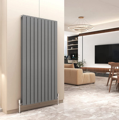 B&Q -  Radiator Double Panel (H) 1600 Flat Panel Vertical Column Radiator Anthracite