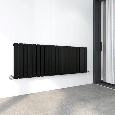 B&Q -  Radiator Double Panel (H)600mm Flat Panel Vertical Column Radiator Black