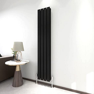 B&Q -  Radiator Double Panel (H) 1600 Flat Panel Vertical Column Radiator Black