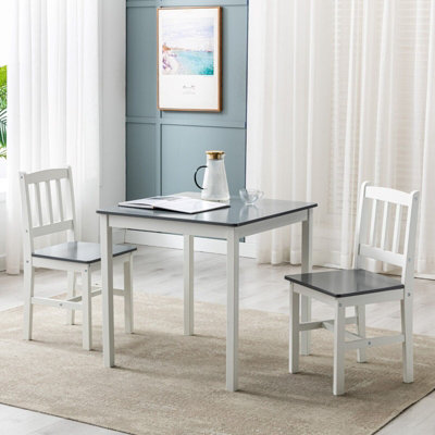 Mcc Direct Solid Wooden Kitchen Dining Table And 2 Chairs By Mcc Grey