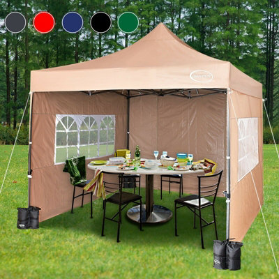 Mcc Direct Maximus 3X3 Heavy Duty Pop Up Beige Gazebo With Sides from B&Q