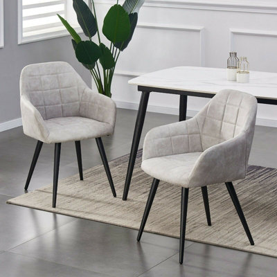 B&Q -  Set Of 2 Faux Suede Fabric Kitchen Dining Chairs Accent Chair Adrian