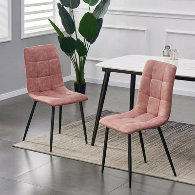 B&Q - Set Of 2 Faux Suede Leather Dining Chairs Henri Pink By 
