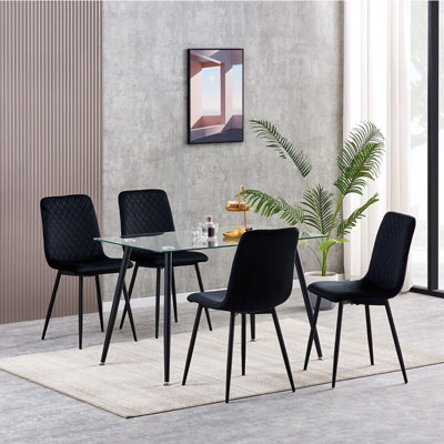 MCC Direct Dining Chairs Velvet Fabric Lexi Set Of 4 Black By Mcc