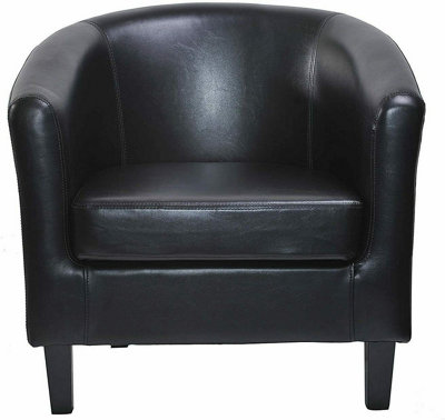 B&Q -  Tub Chair Faux Leather Arm Chair Black By Mcc