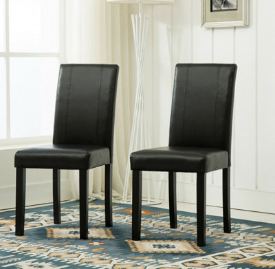Rackhams Black Set Of 2 Faux Leather Dining Chairs - Image 6