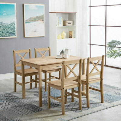 Mcc Direct Solid Wooden Kitchen Dining Table And 4 Chairs Set Natural By Mcc