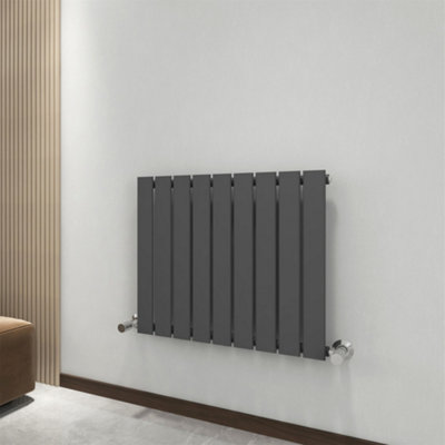 B&Q -  Radiator Single Panel (H) 600mm Flat Panel Vertical Column Radiator Anthracite