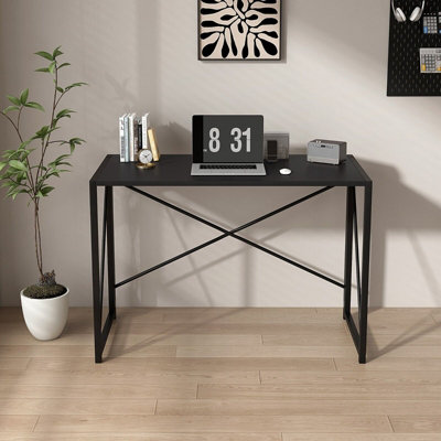 B&Q -  No Assembly Folding Computer Desk 100Cm BlackMiami