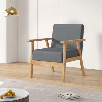 Mcc Direct Unisex Grey Seater Linen Fabric Wooden With Comfortable Padded Seat In Size 2 - Image 6