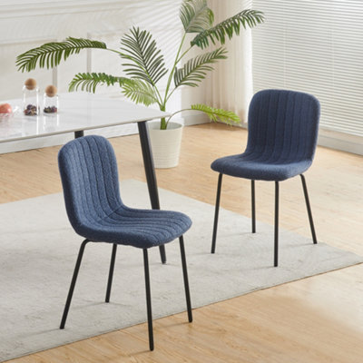 Wilko - Dining Chair - Blue - Faux Fur - Set of 2 - Image 4
