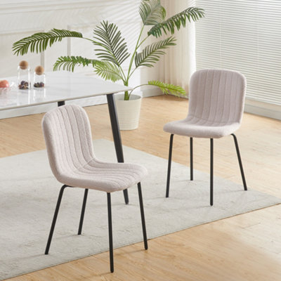 B&Q -  Set Of 2 Teddy Faux Fur Stitched Design Dining Chairs Pink Bella By Mcc