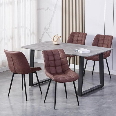 Mcc Direct Set Of 2 Suede Effect Dining Chairs Plush Padded Upholstered Accent Chair - Alba By Mcc Brown