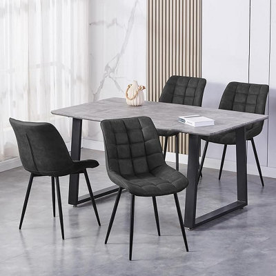 Mcc Direct Set Of 2 Slate Suede Effect Dining Chairs Plush Padded Upholstered Accent Chair - Alba By Mcc