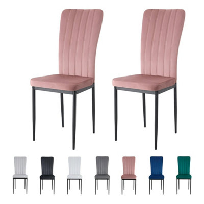 MCC Direct Set Of 2 Pink Velvet Effect Dining Chairs Plush Padded Upholstered Accent ChairElle By Mcc from B&Q