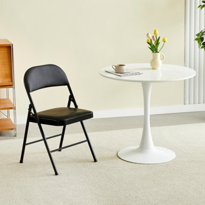 B&Q -  Single Folding Dining Chair Metal Frame Padded Seats Black