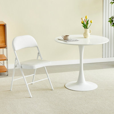 Mcc Direct Single Folding Dining Chair Metal Frame Padded Seats White
