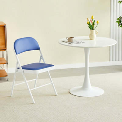 Mcc Direct Single Folding Dining Chair Metal Frame Padded Seats Blue